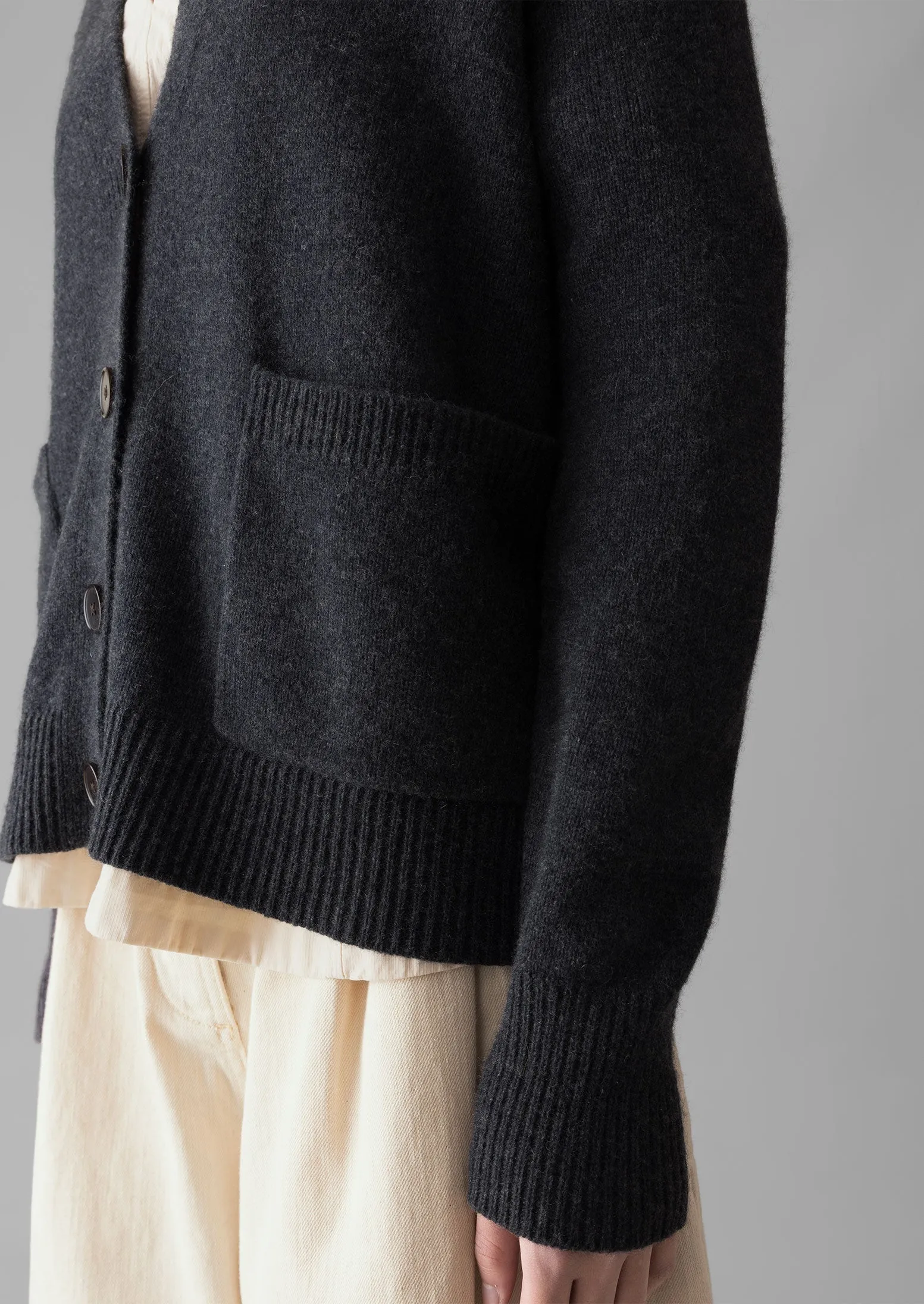 Ffion Wool Cashmere Boxy Cardigan | Charcoal sold by TOAST product image thumbnail 3
