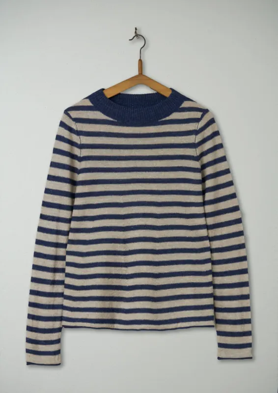 Reworn Swingy Linen Wool Sweater Size S (196) | Parchment/Blue Melange sold by TOAST