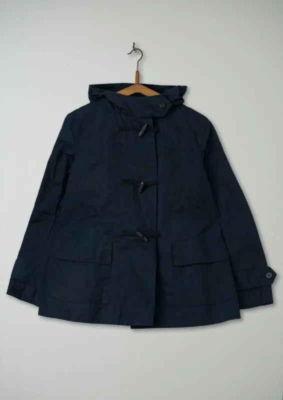 Reworn Waxed Cotton Duffle Coat Size 6 (036) | Dark Navy sold by TOAST