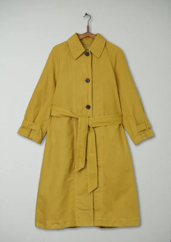 Reworn Cotton Linen Canvas Coat Size 6 (027) | Olive Oil sold by TOAST