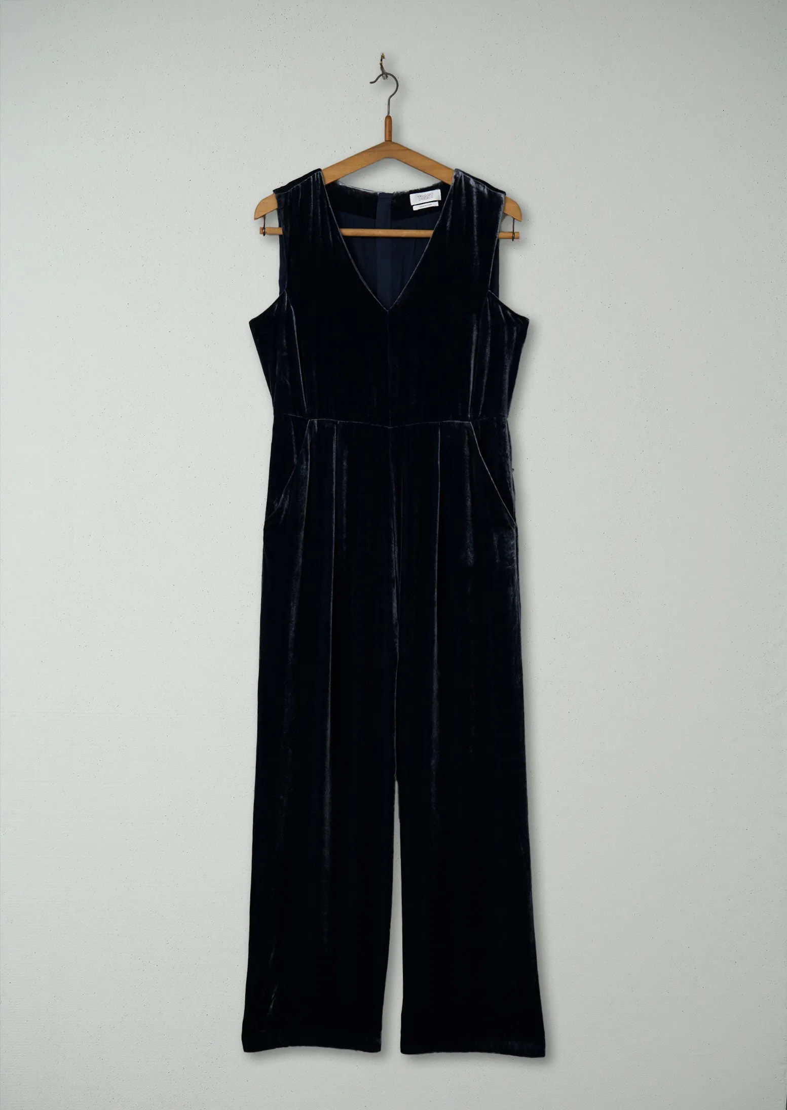 Reworn Silk Velvet Wide Leg Jumpsuit Size 10 (360) | Obsidian sold by TOAST