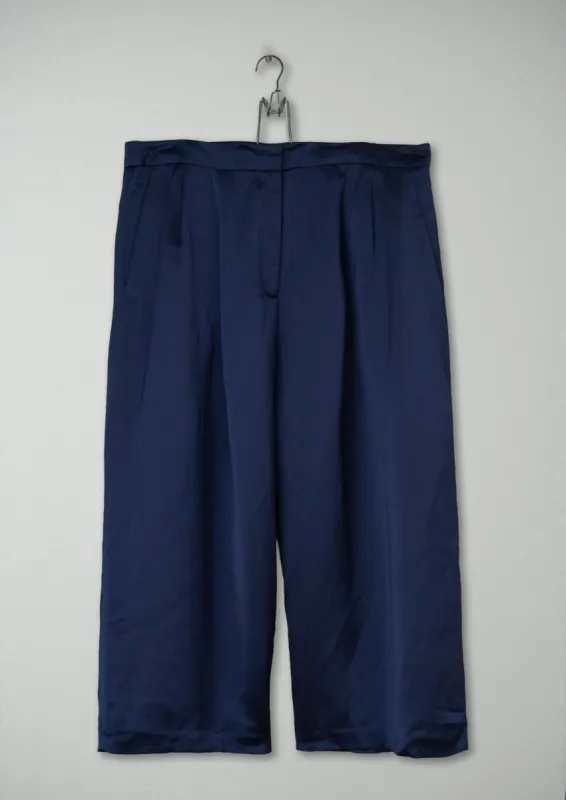Reworn Satin Pleat Culottes Size 18 (367) | Blue sold by TOAST