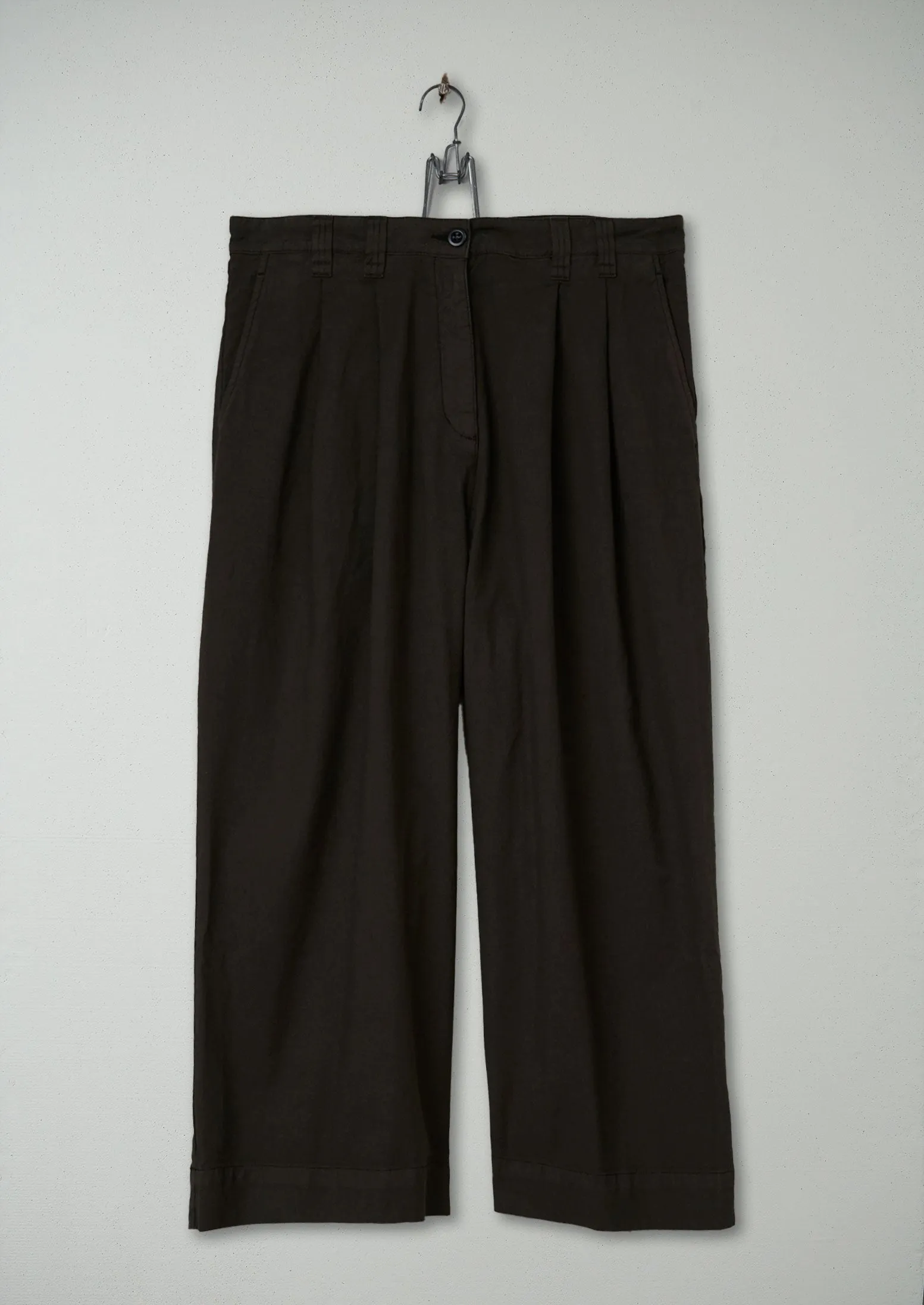 Reworn Canvas Pleat Front Trousers Size 12 (373) | Verde Gris sold by TOAST