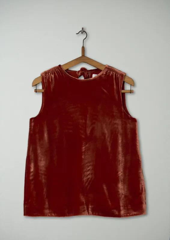 Reworn Silk Velvet Sleeveless Top Size 6 (312) | Spiced Orange sold by TOAST