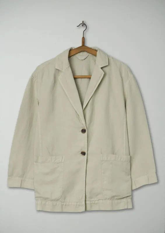 Reworn Cotton Linen Jacket Size 8 (077) | Putty sold by TOAST