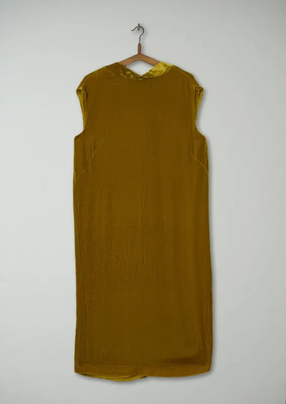 Reworn Silk Velvet Column Dress Size 14 (603) | Gold sold by TOAST