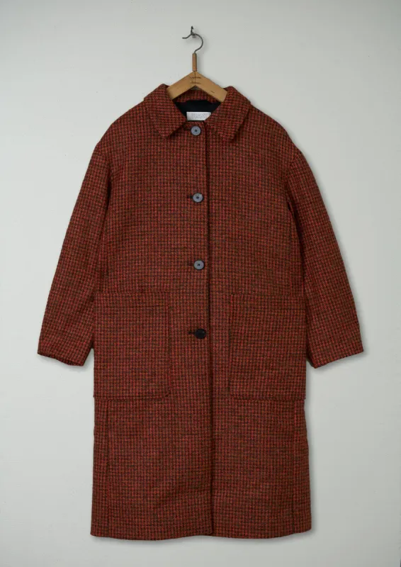 Reworn Dogtooth Wool Coat Size 6 (034) | Orange/Black sold by TOAST