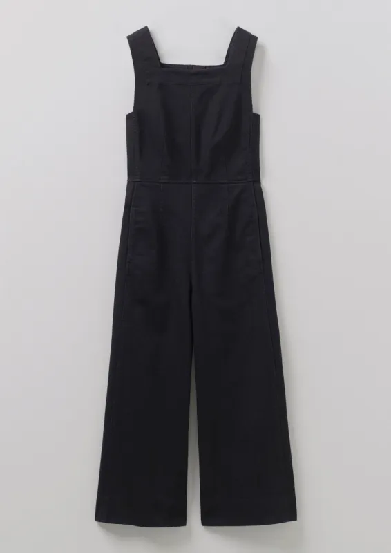 Black Denim Pinafore Jumpsuit | Black sold by TOAST
