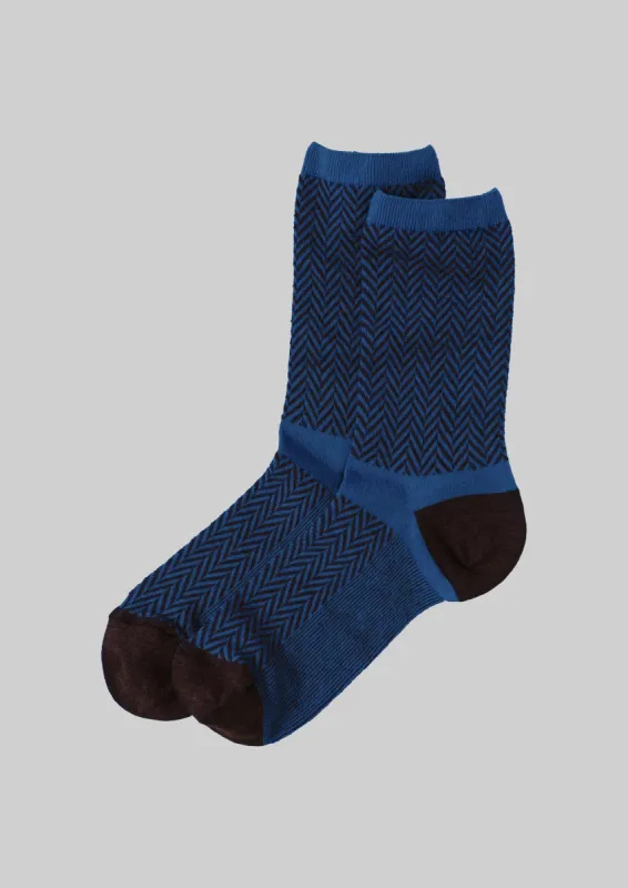Herringbone Socks | Blue/Peat sold by TOAST