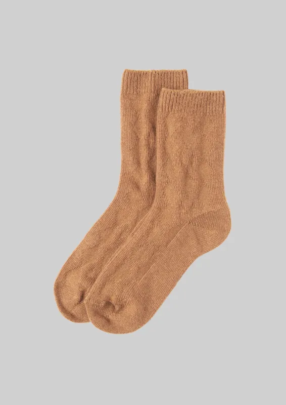 Textured Wool Socks | Caramel sold by TOAST
