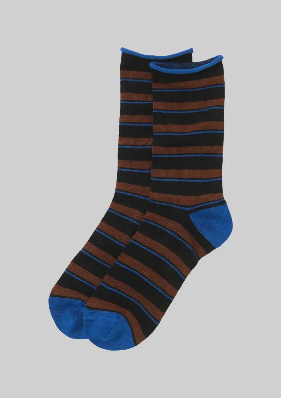 Stripe Cotton Cashmere Socks | Cocoa sold by TOAST