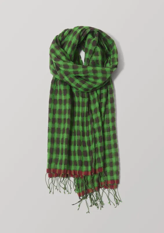 Spring Check Gauzy Cotton Scarf | Spring Green sold by TOAST