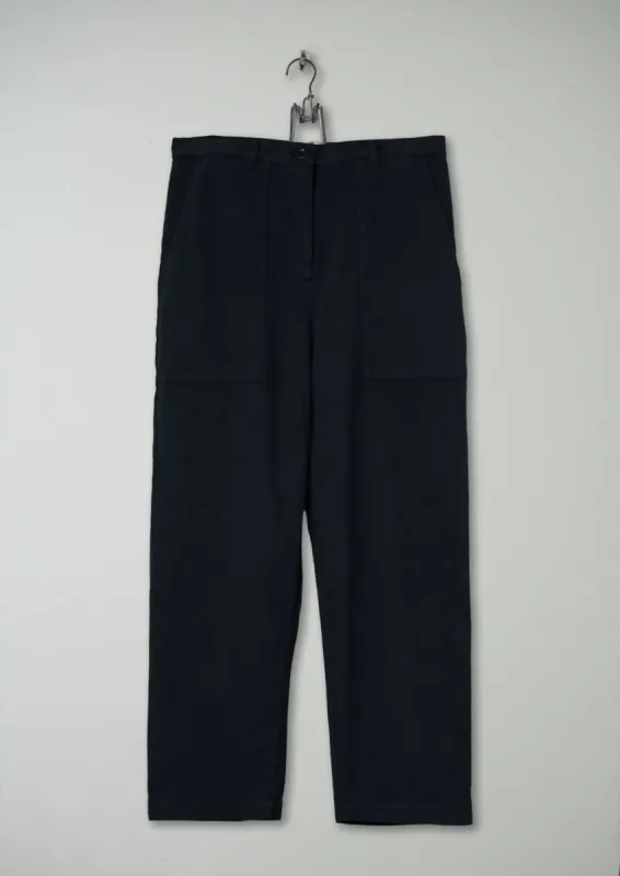 Reworn Cropped Workwear Trousers Size 10 (371) | Anthracite Blue sold by TOAST