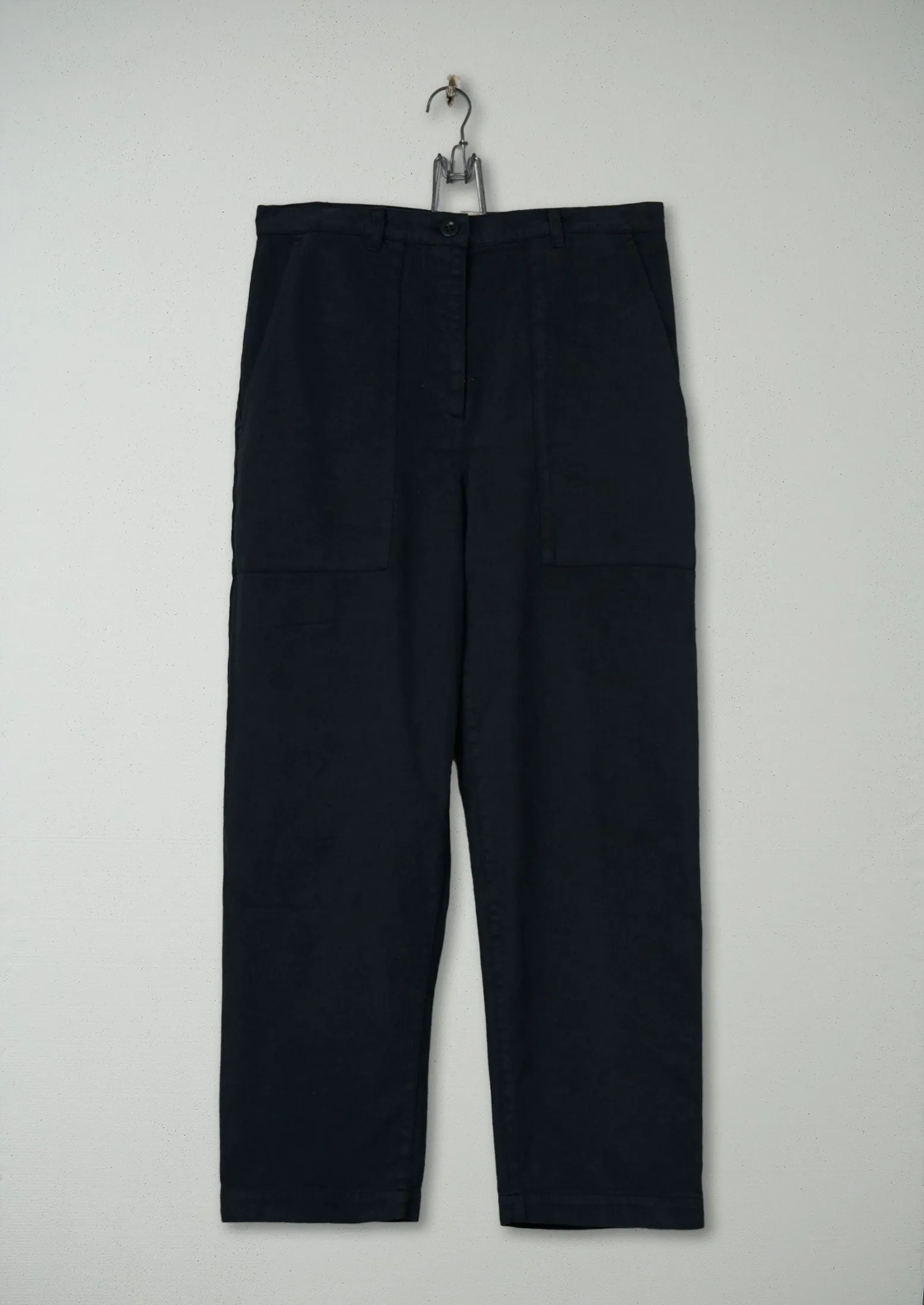Reworn Cropped Workwear Trousers Size 10 (371) | Anthracite Blue sold by TOAST