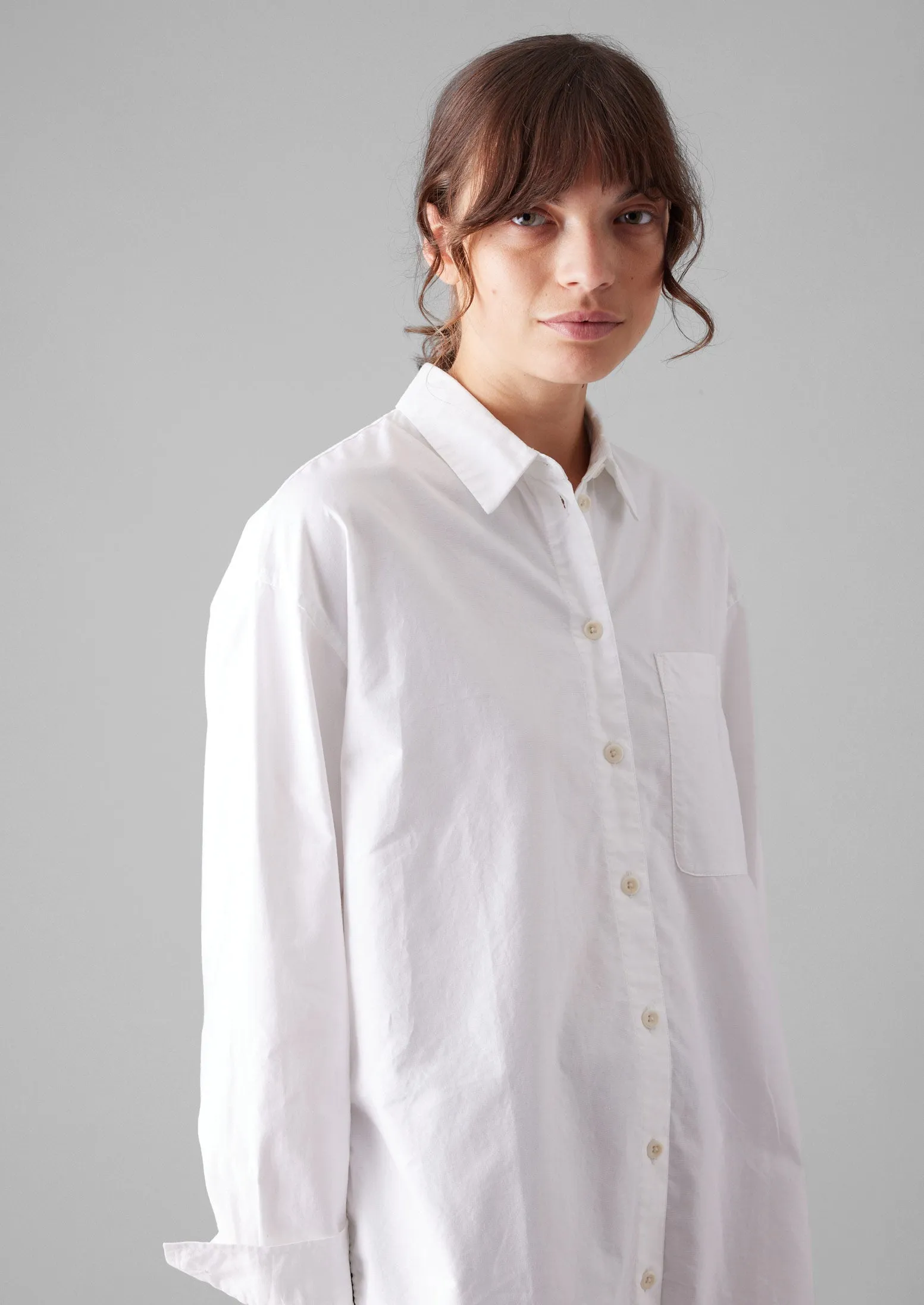 Cotton Oxford Oversized Long Shirt | White sold by TOAST product image thumbnail 4