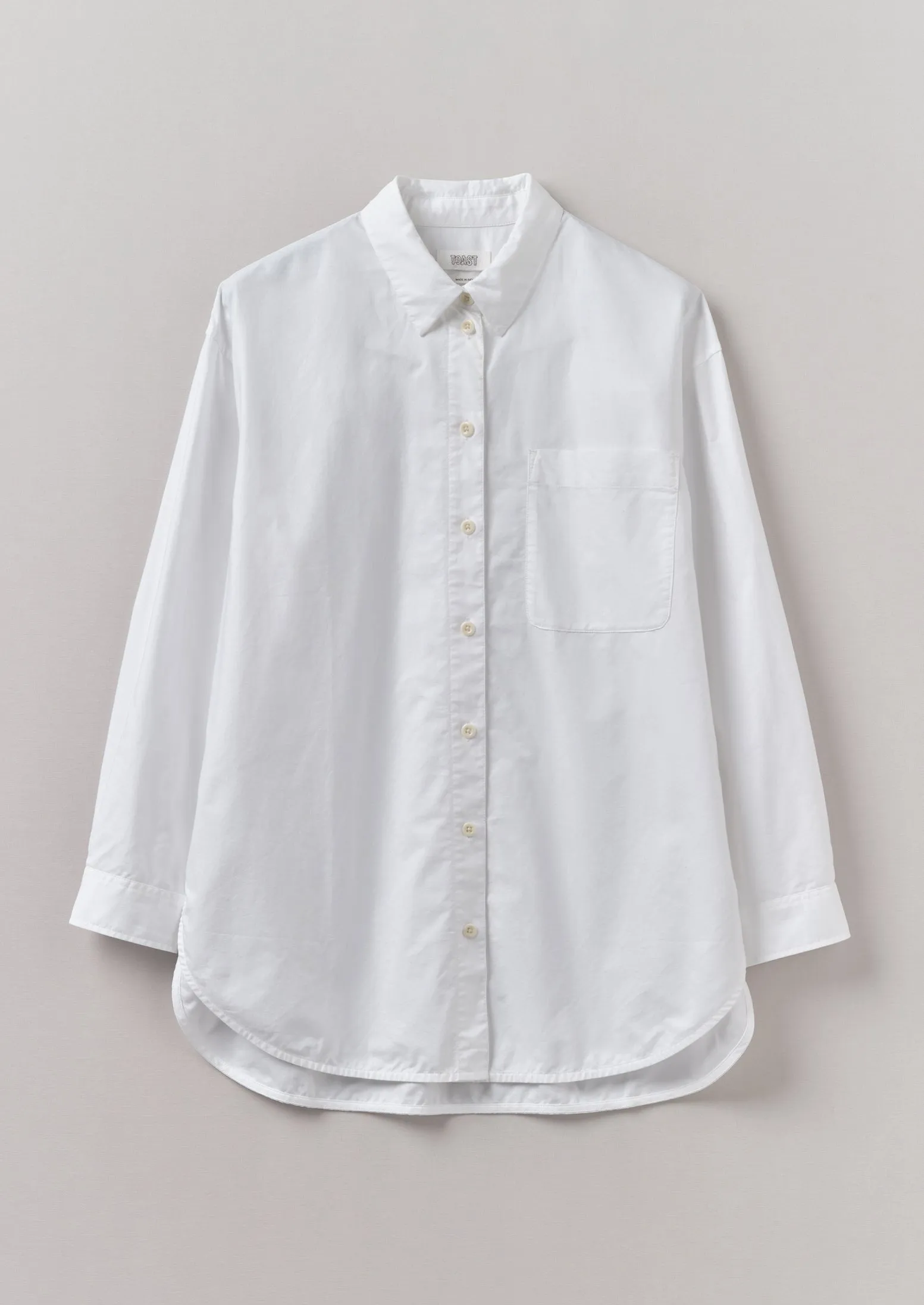 Cotton Oxford Oversized Long Shirt | White sold by TOAST