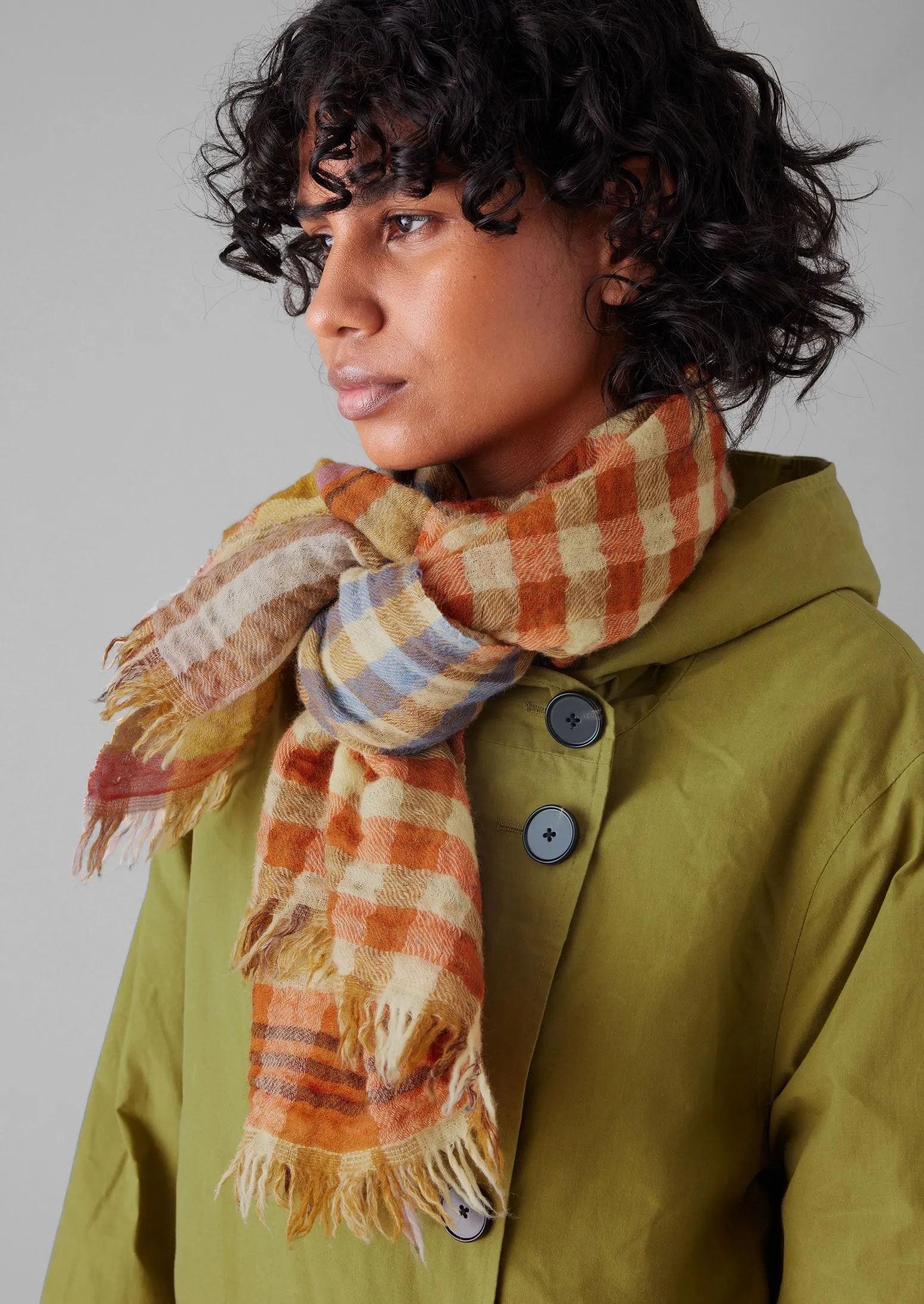 Dual Check Handwoven Knot Scarf | Primrose Yellow/Multi sold by TOAST product image thumbnail 2