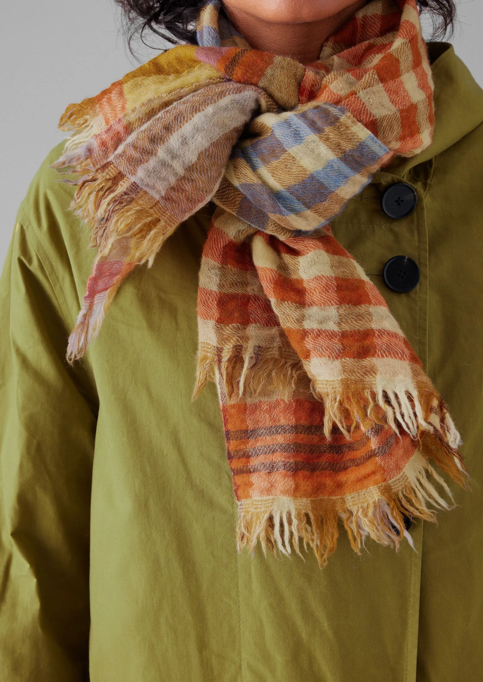Dual Check Handwoven Knot Scarf | Primrose Yellow/Multi sold by TOAST product image thumbnail 3