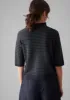 Stripe Wool Cashmere Half Sleeve Sweater | Dark Navy/Olive sold by TOAST