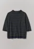 Stripe Wool Cashmere Half Sleeve Sweater | Dark Navy/Olive sold by TOAST