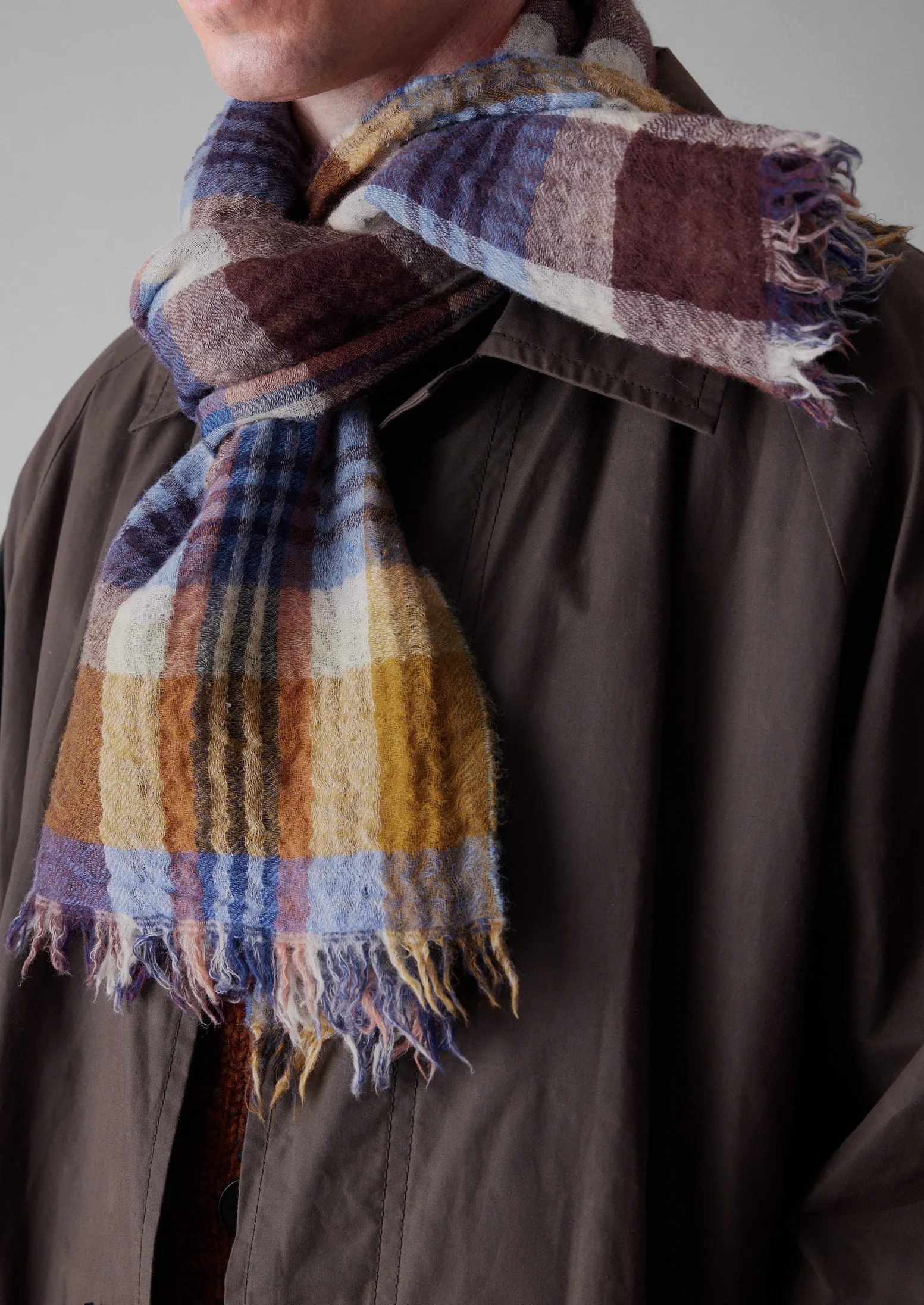 Dual Check Handwoven Knot Scarf | Earth/Multi sold by TOAST product image thumbnail 4