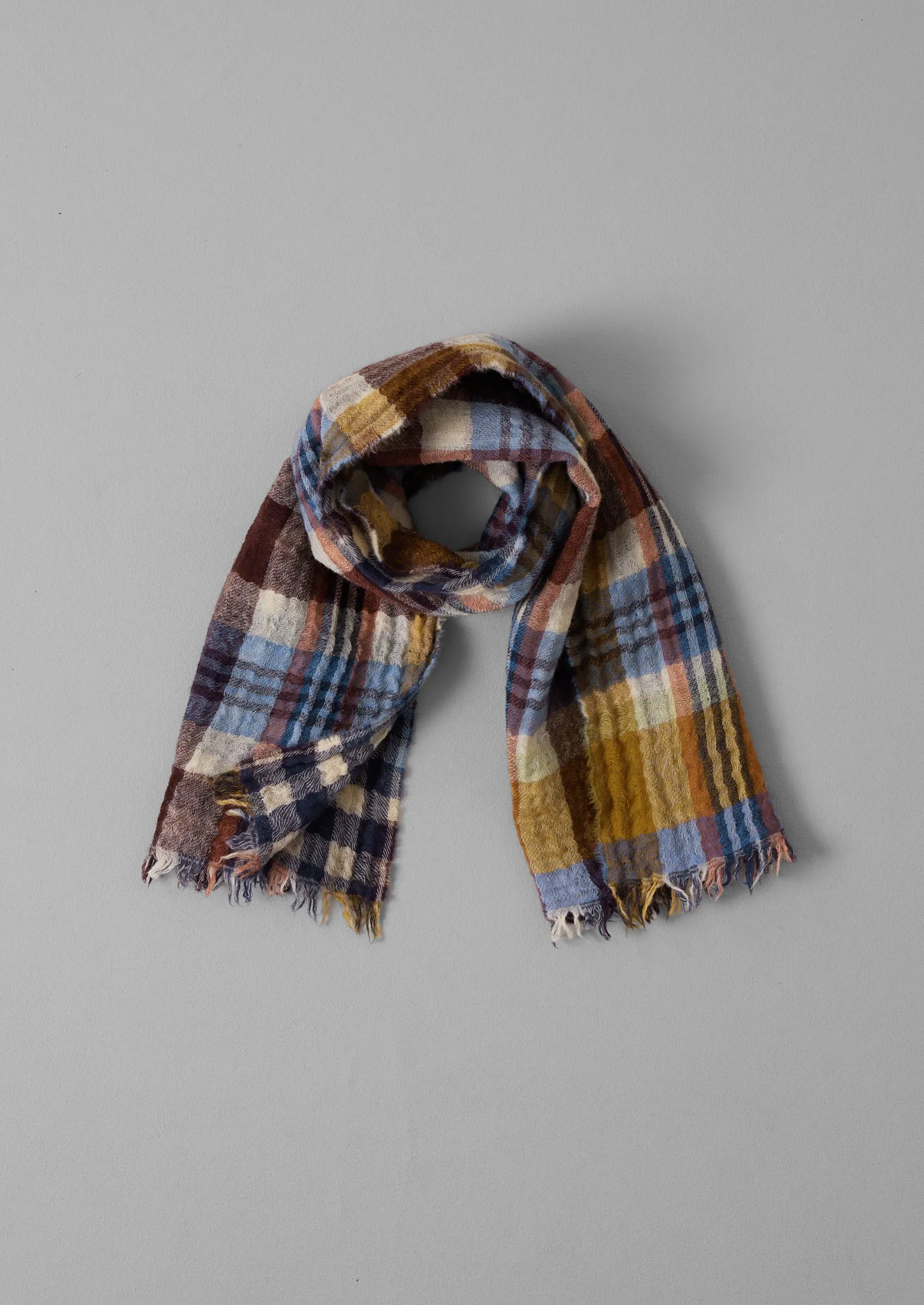Dual Check Handwoven Knot Scarf | Earth/Multi sold by TOAST