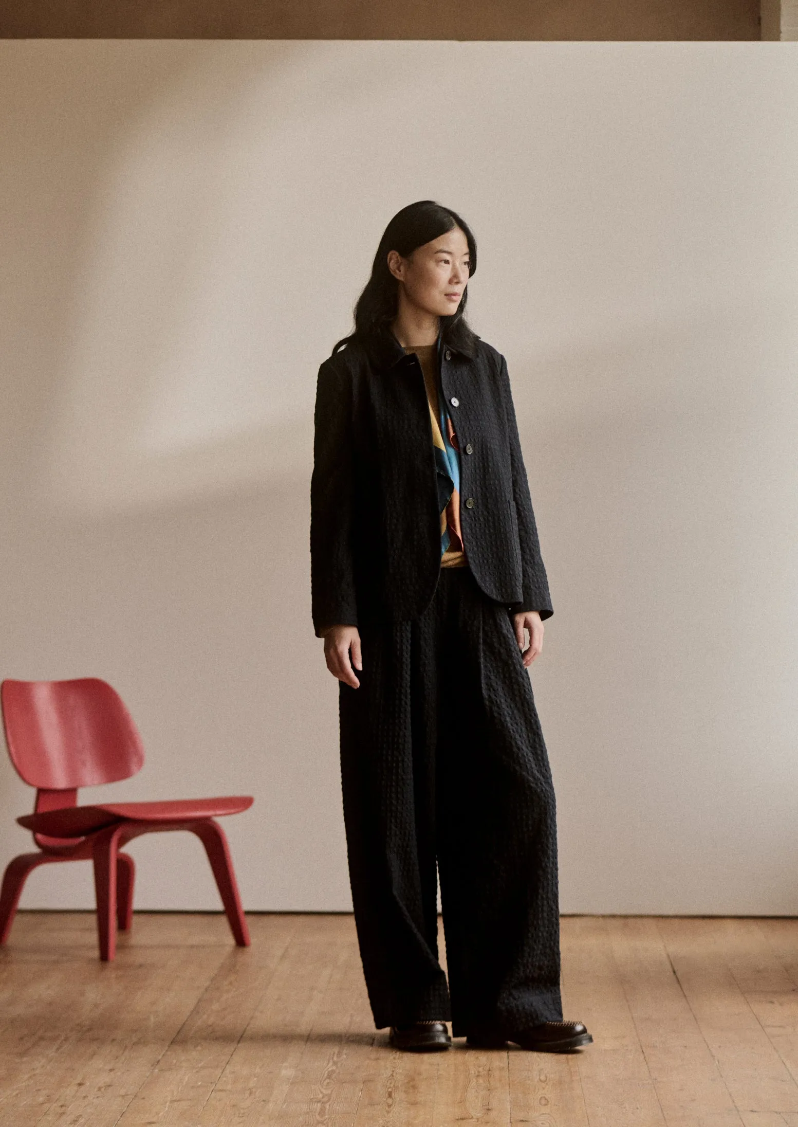 Cotton Wool Herringbone Jacket | Navy sold by TOAST product image thumbnail 2