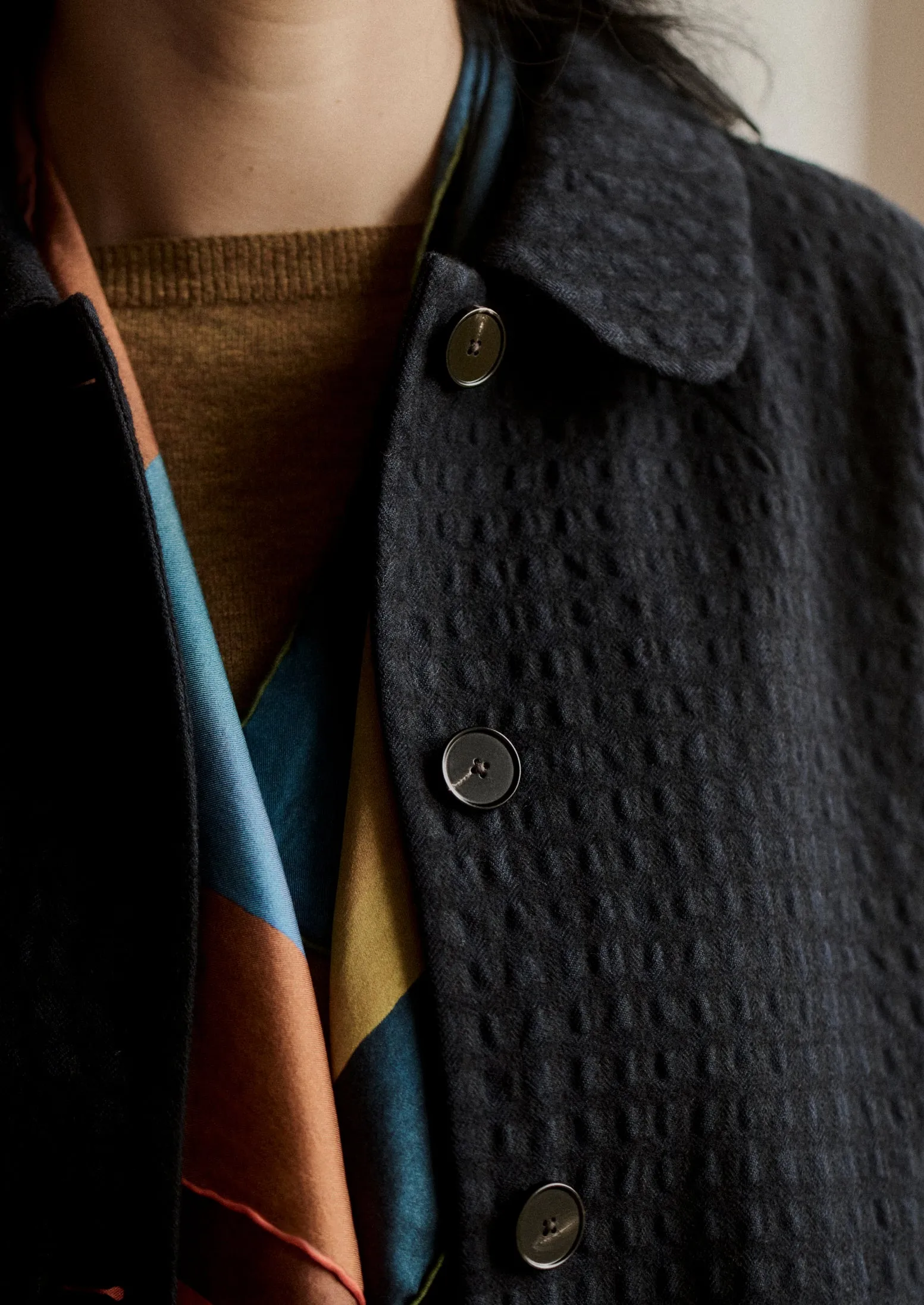 Cotton Wool Herringbone Jacket | Navy sold by TOAST product image thumbnail 3