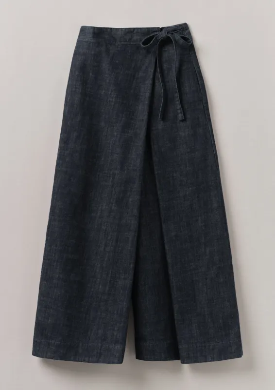 Pleated Wrap Denim Culottes | Indigo sold by TOAST
