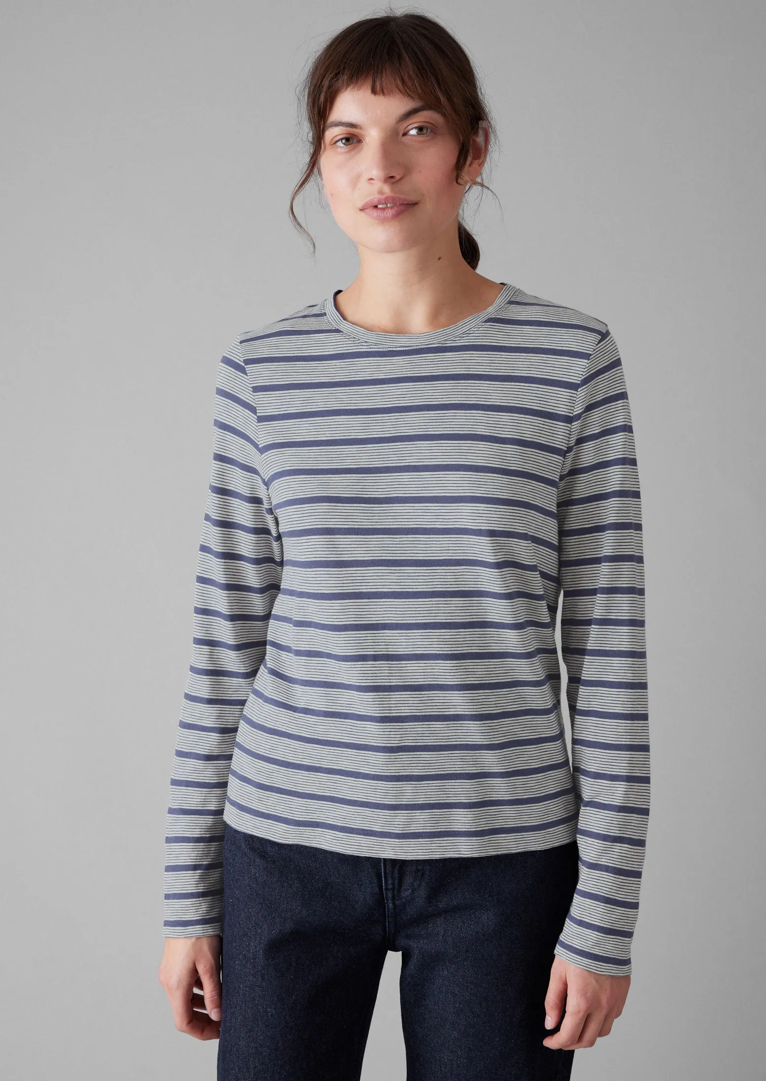 Stripe Crew Neck Tee | Ecru/Royal Blue sold by TOAST product image thumbnail 3