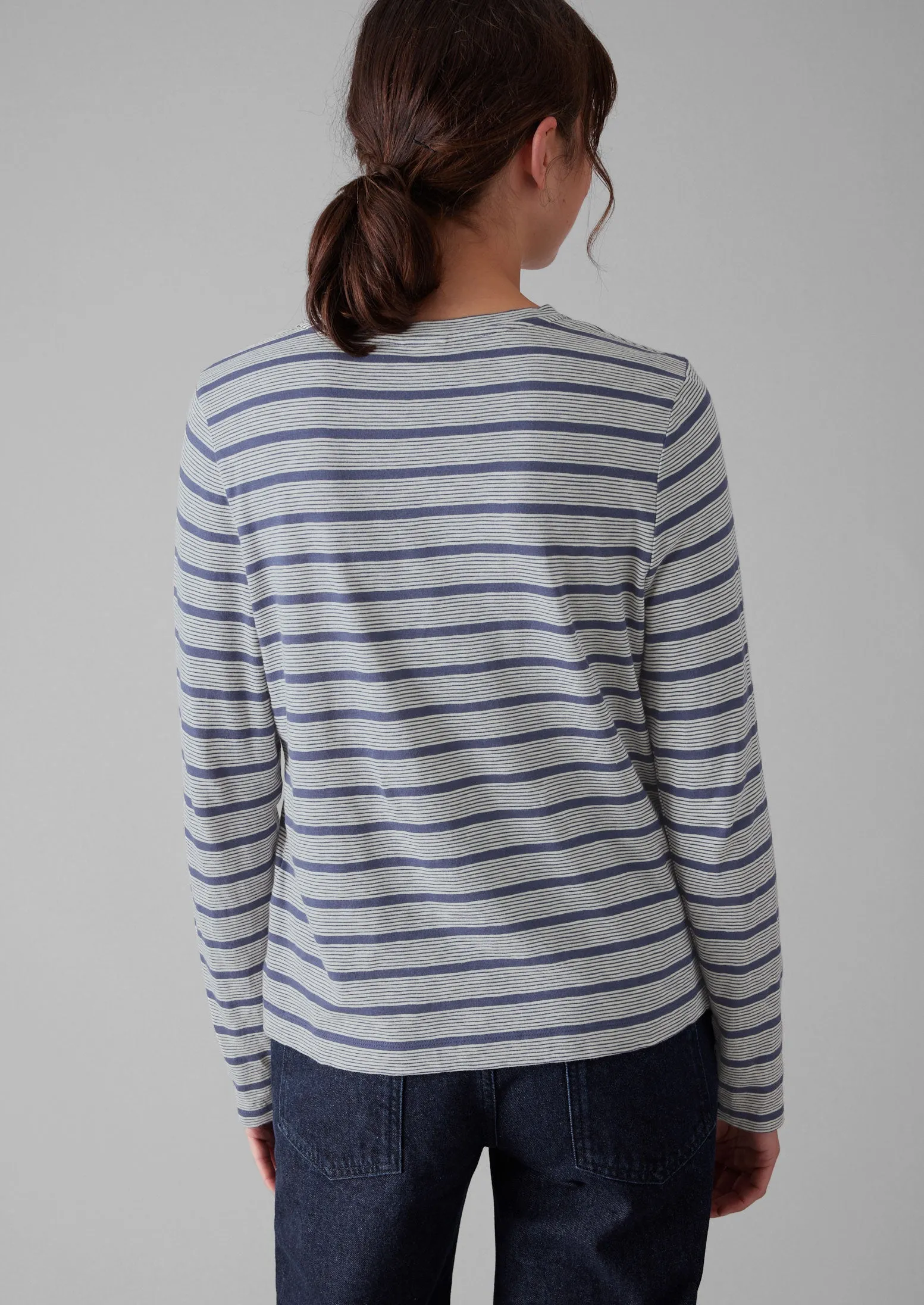 Stripe Crew Neck Tee | Ecru/Royal Blue sold by TOAST product image thumbnail 4