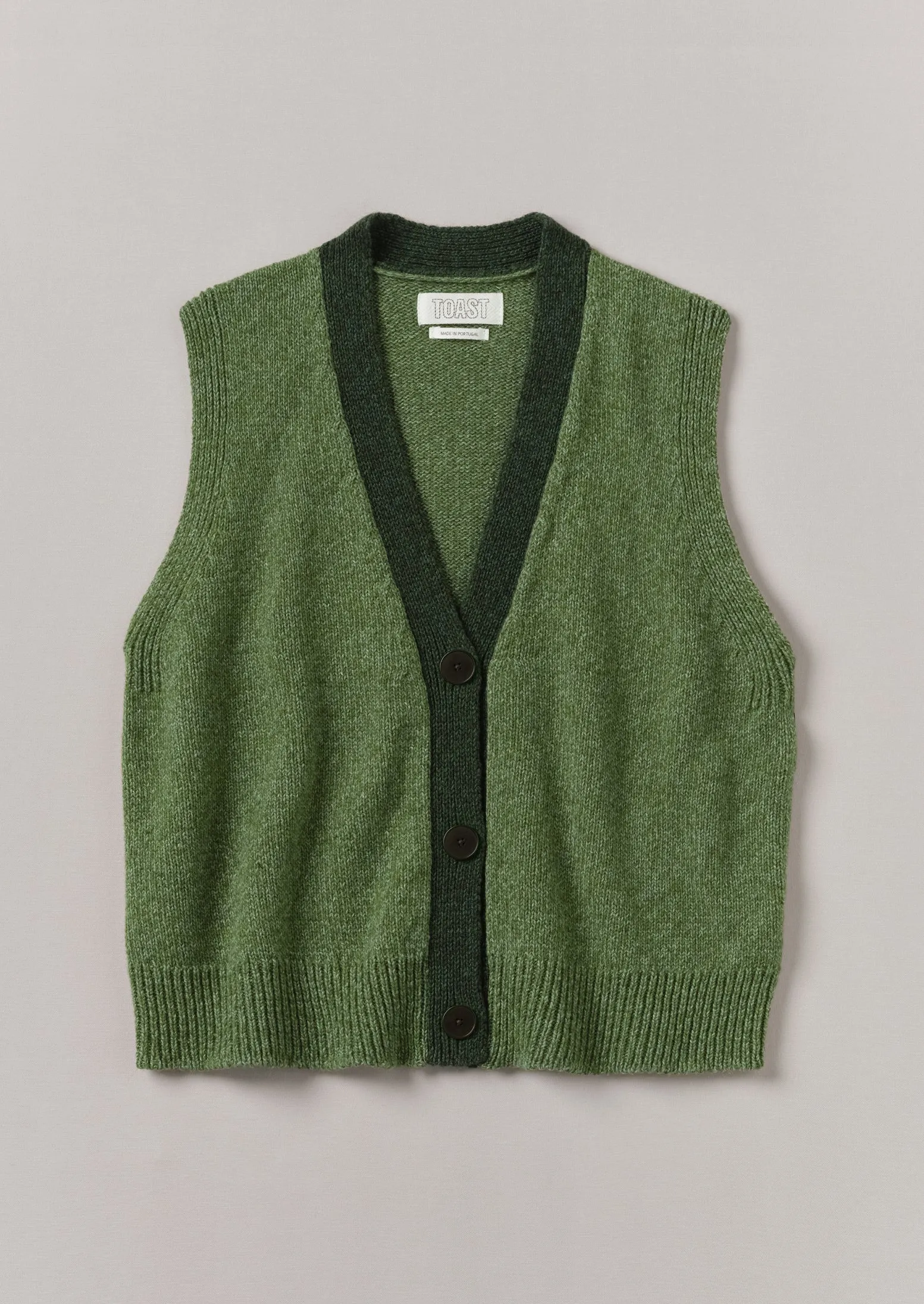 V-Neck Marled Wool Cotton Tank | Leaf Green/Forest sold by TOAST