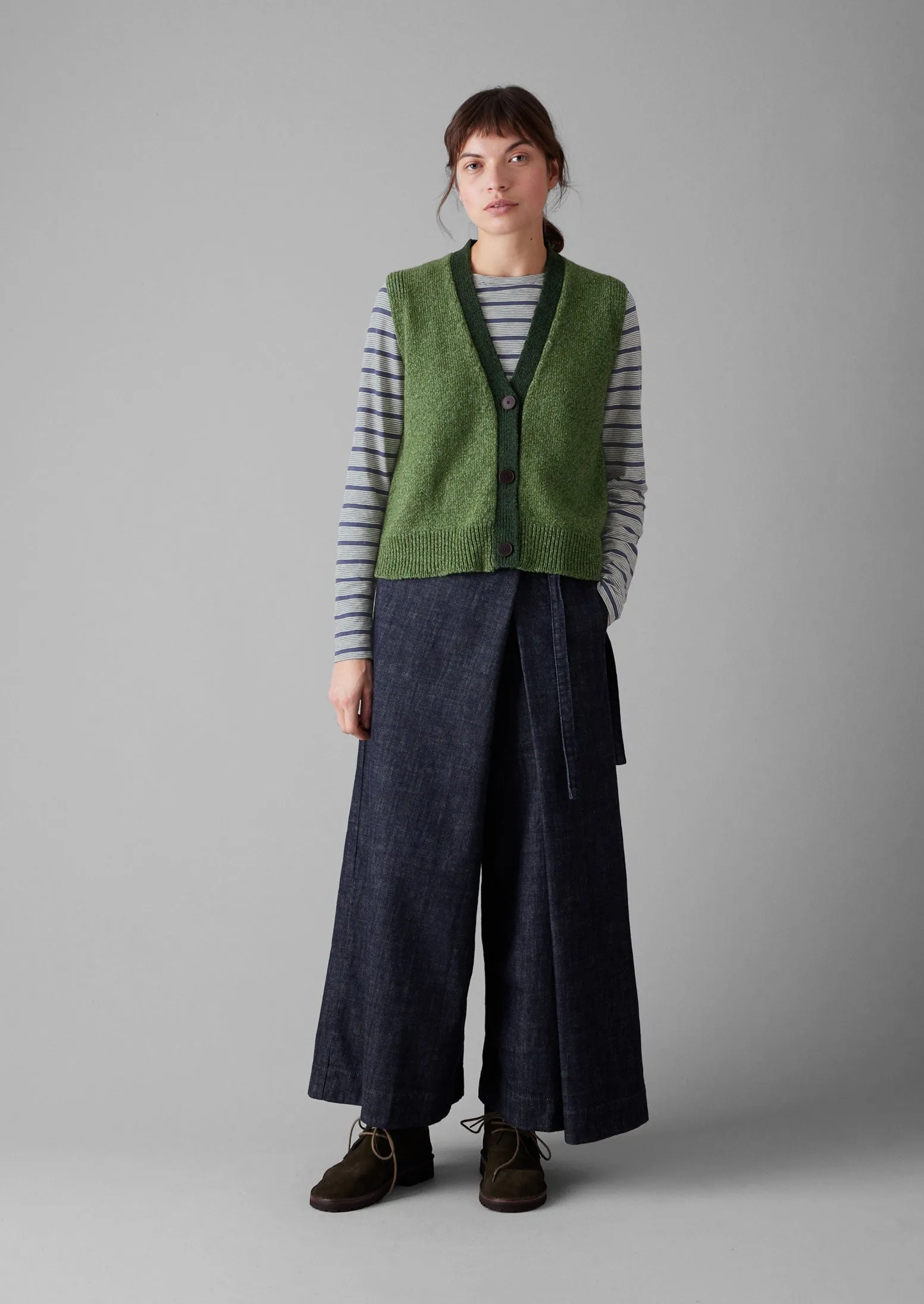 V-Neck Marled Wool Cotton Tank | Leaf Green/Forest sold by TOAST product image thumbnail 3