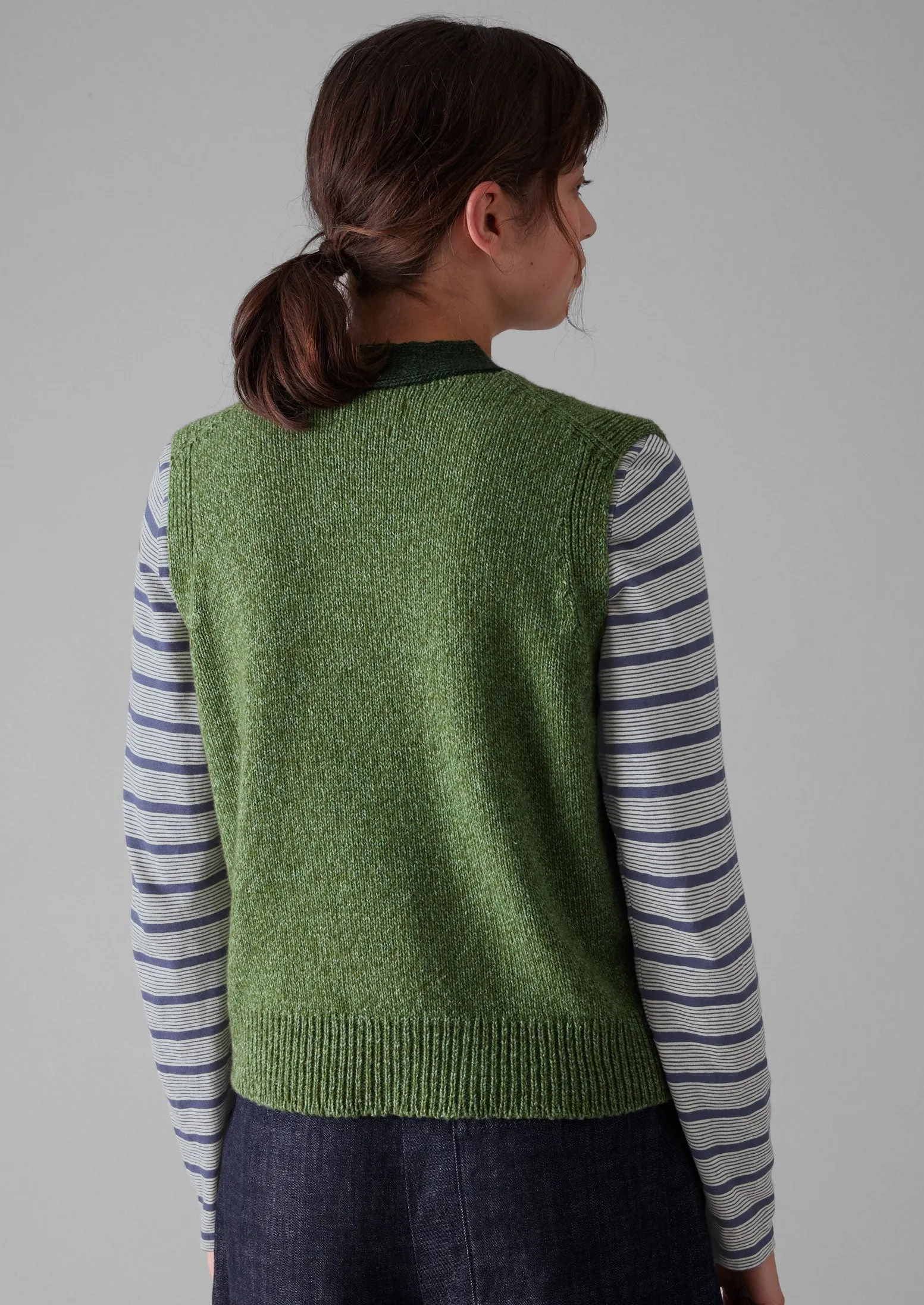 V-Neck Marled Wool Cotton Tank | Leaf Green/Forest sold by TOAST product image thumbnail 4