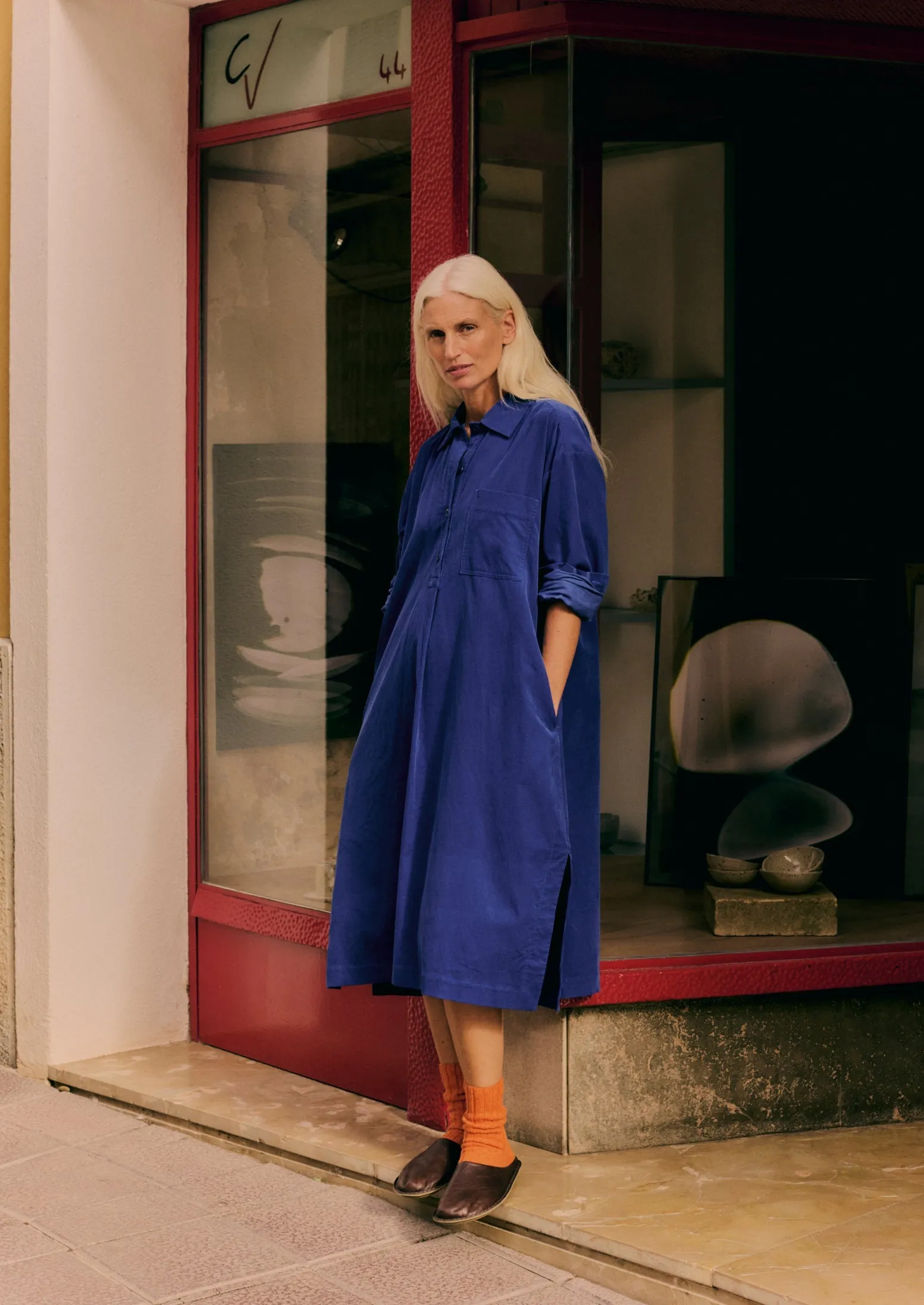 Organic Needlecord Shirt Dress | French Blue sold by TOAST product image thumbnail 3