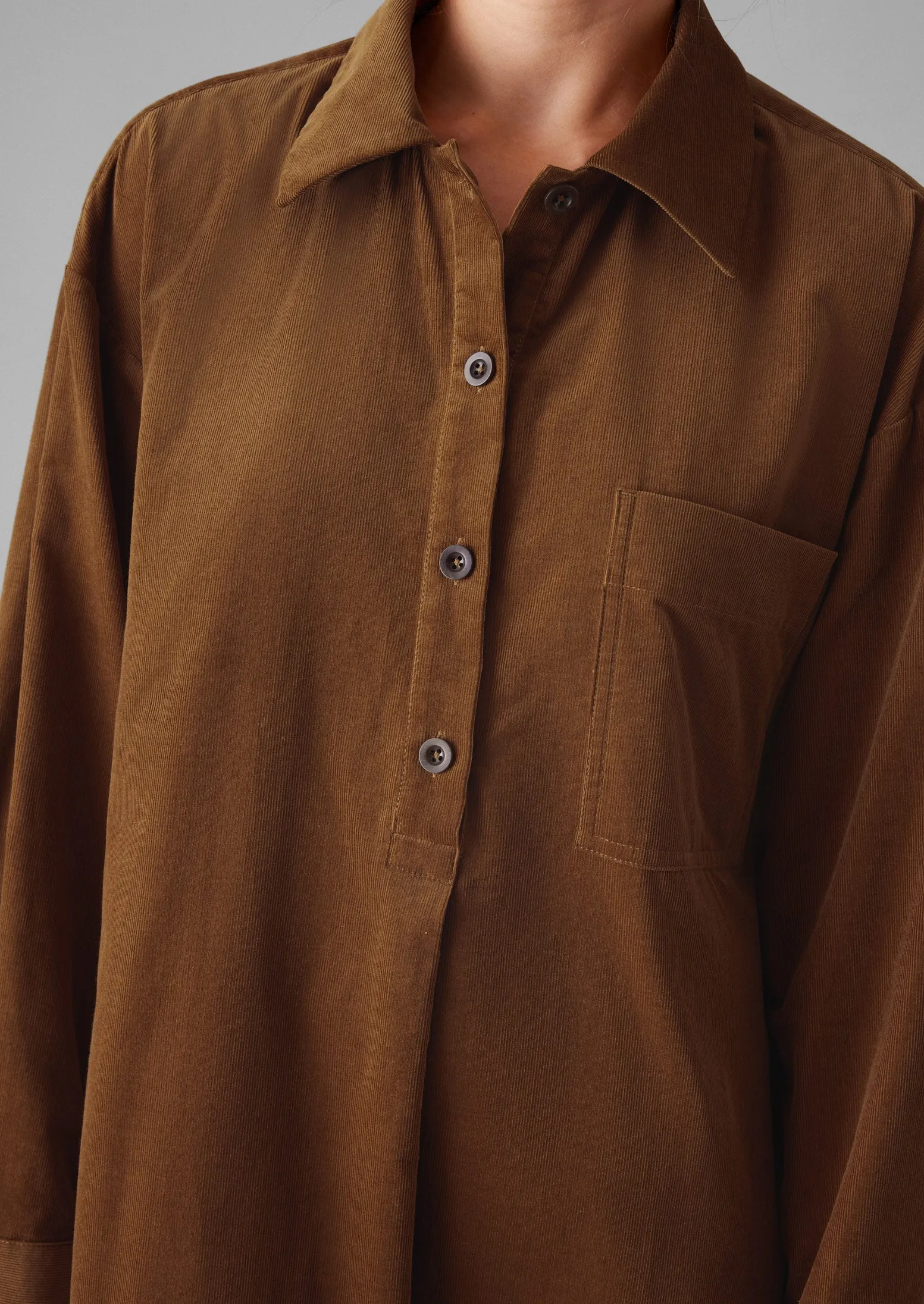 Organic Needlecord Shirt Dress | Brown Anise sold by TOAST product image thumbnail 4