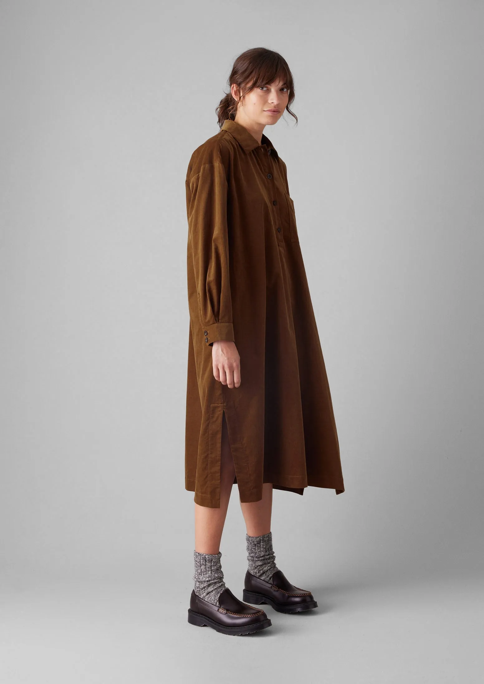 Organic Needlecord Shirt Dress | Brown Anise sold by TOAST product image thumbnail 2