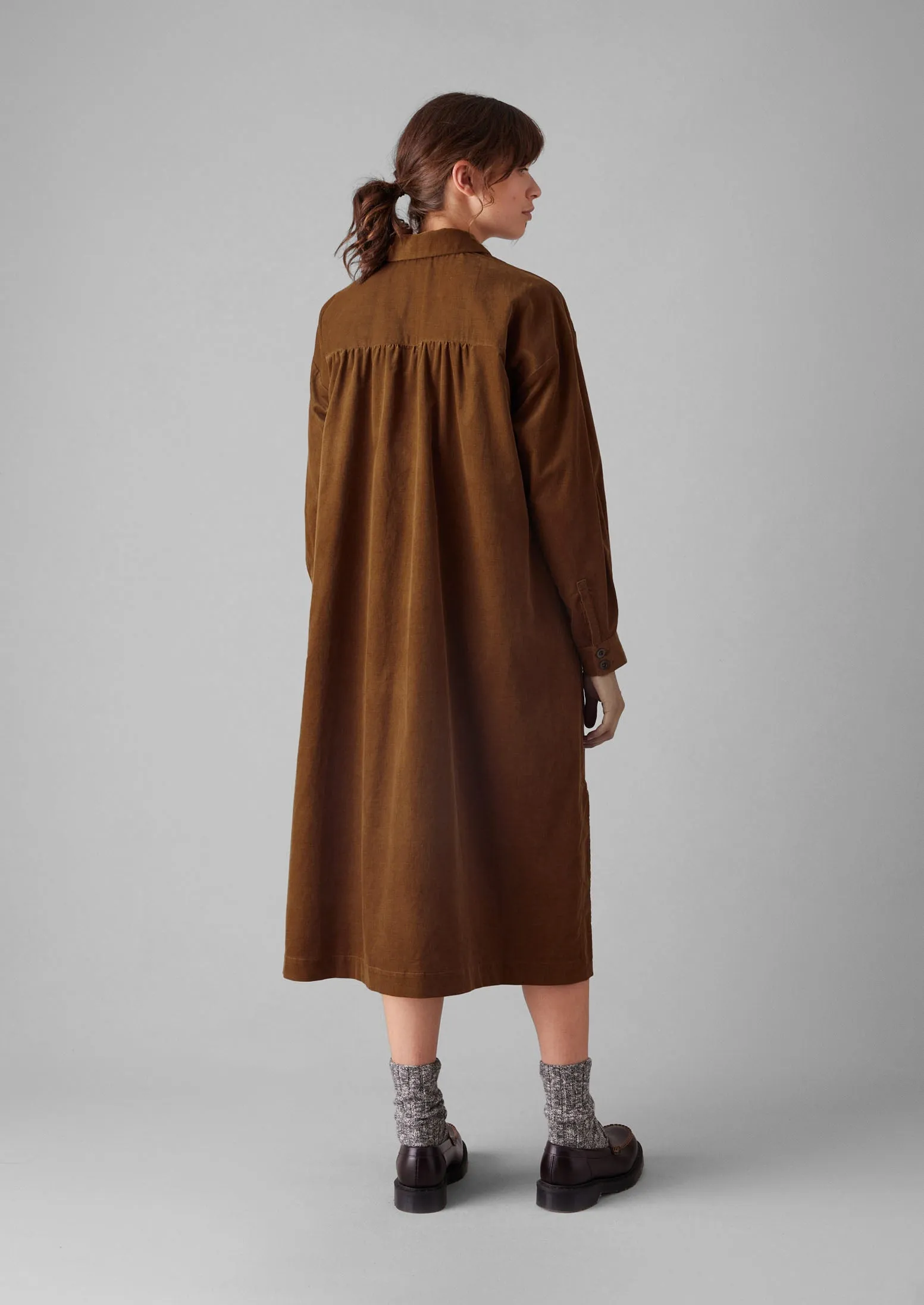 Organic Needlecord Shirt Dress | Brown Anise sold by TOAST product image thumbnail 3