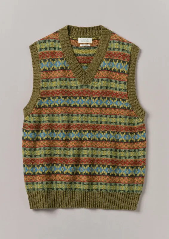 V-Neck Fair Isle Tank | Sand/Multi sold by TOAST