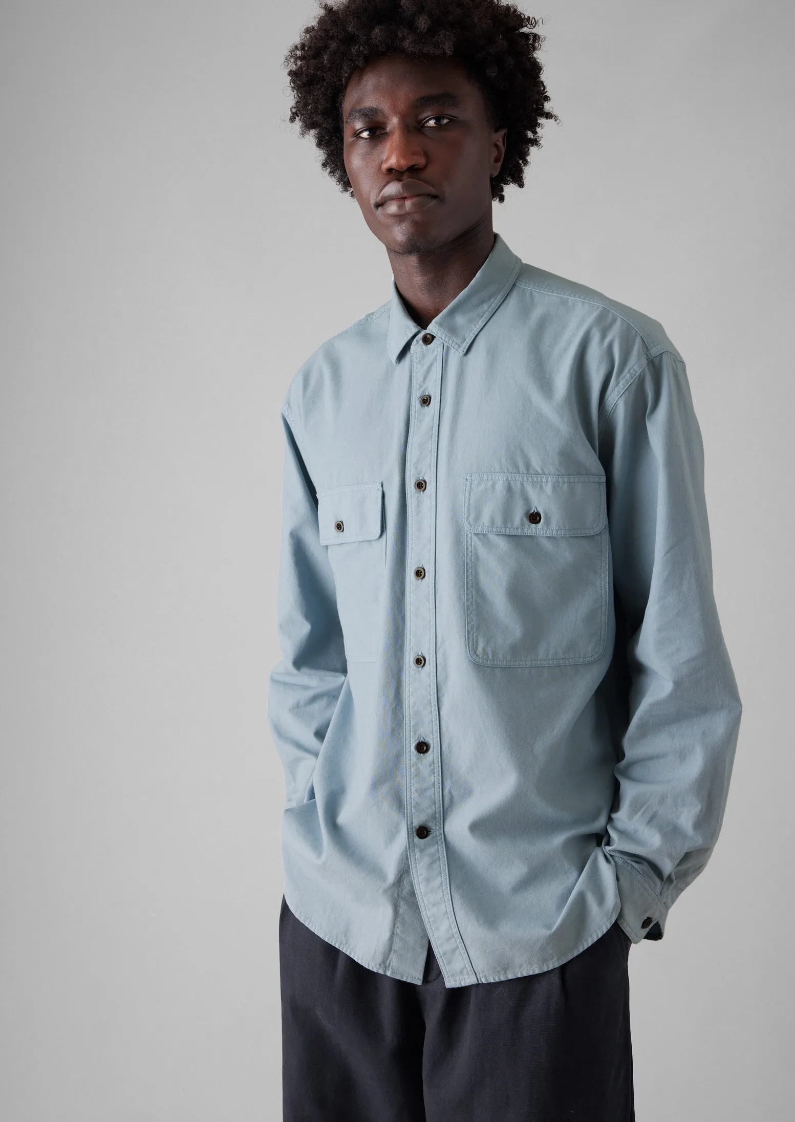 Garment Dyed Oxford Workwear Shirt | Mist Blue sold by TOAST product image thumbnail 5