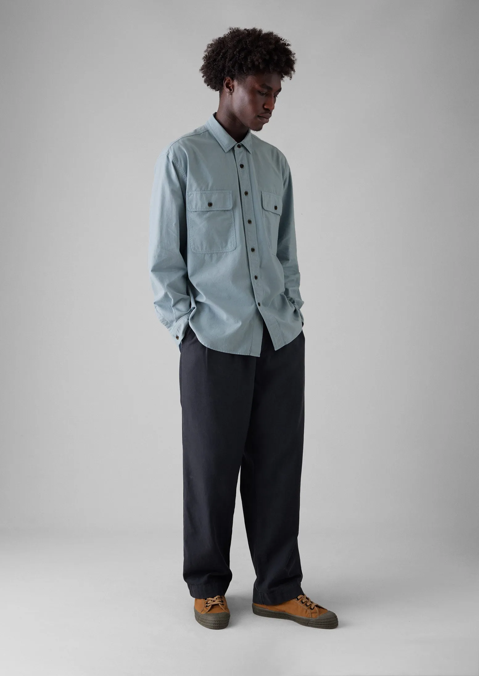 Garment Dyed Oxford Workwear Shirt | Mist Blue sold by TOAST product image thumbnail 3