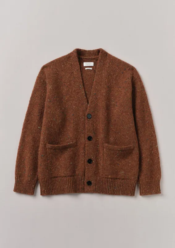 V-Neck Donegal Wool Cardigan | Copper sold by TOAST