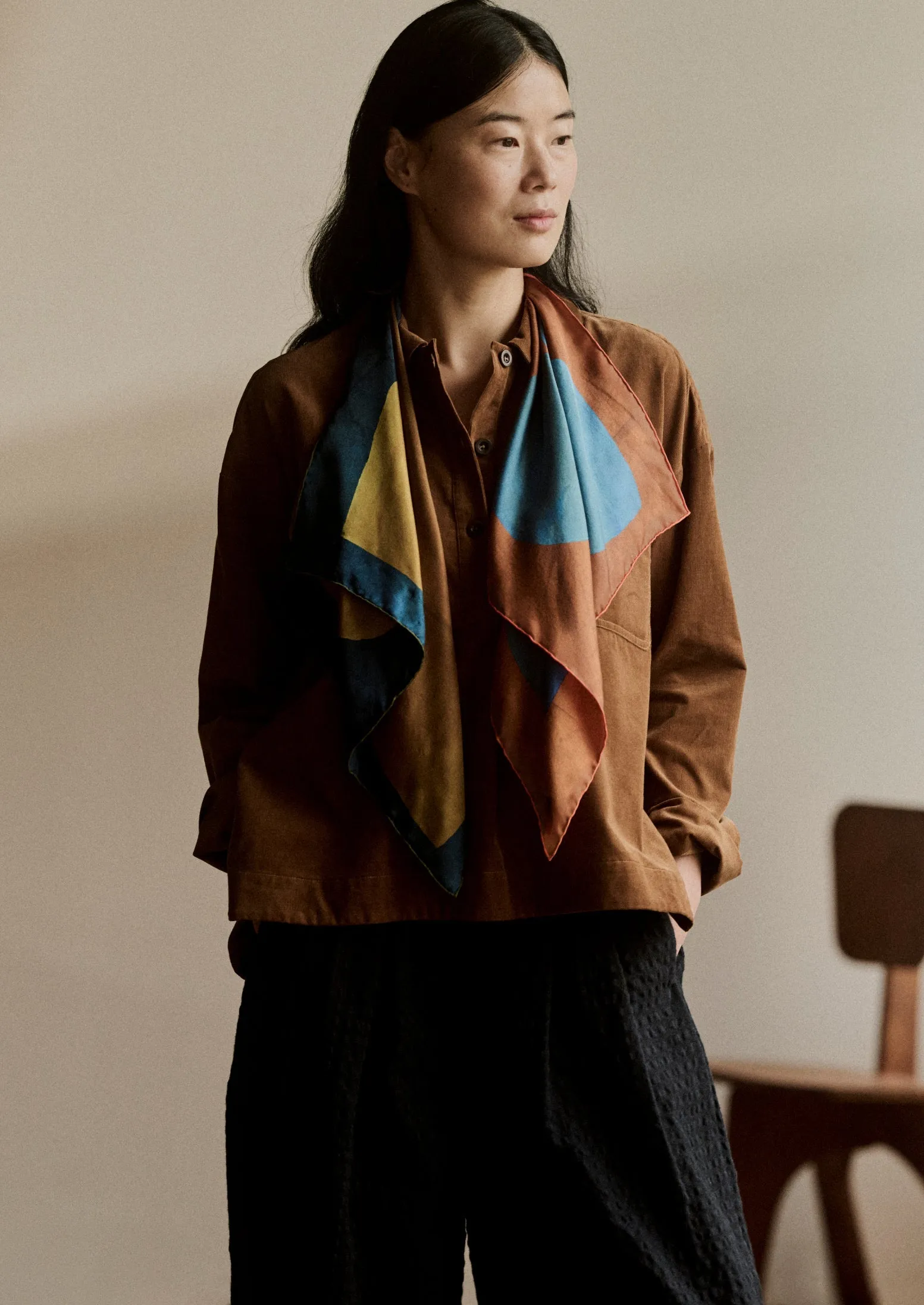 Paper Fold Print Silk Bandana | Copper Blue Multi sold by TOAST product image thumbnail 3