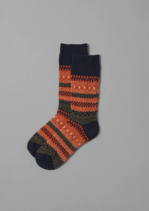 Jacquard Wool Socks | Navy Multi sold by TOAST