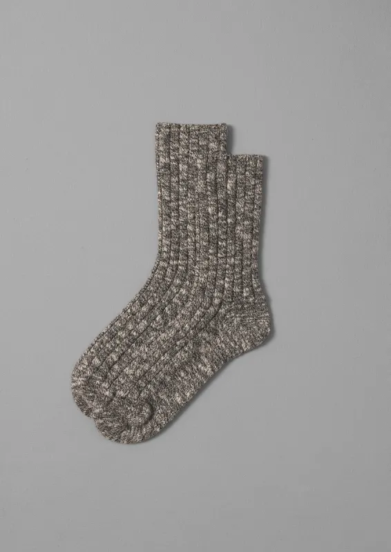 Cotton Slub Rib Socks | Granite sold by TOAST