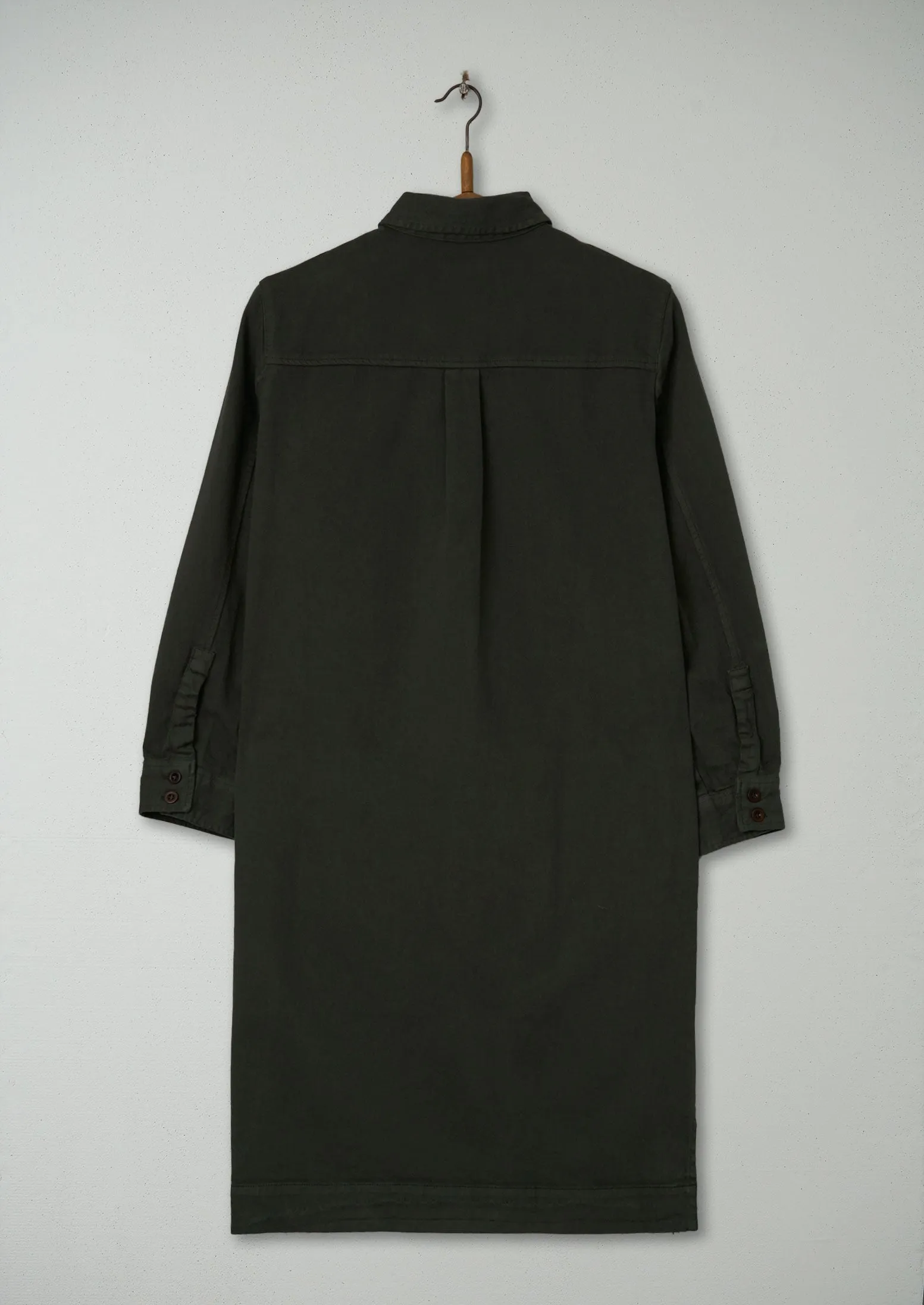 Reworn Cotton Twill Shirt Dress Size 8 (613) | Dark Olive sold by TOAST product image thumbnail 2