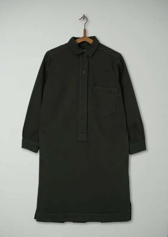 Reworn Cotton Twill Shirt Dress Size 8 (613) | Dark Olive sold by TOAST