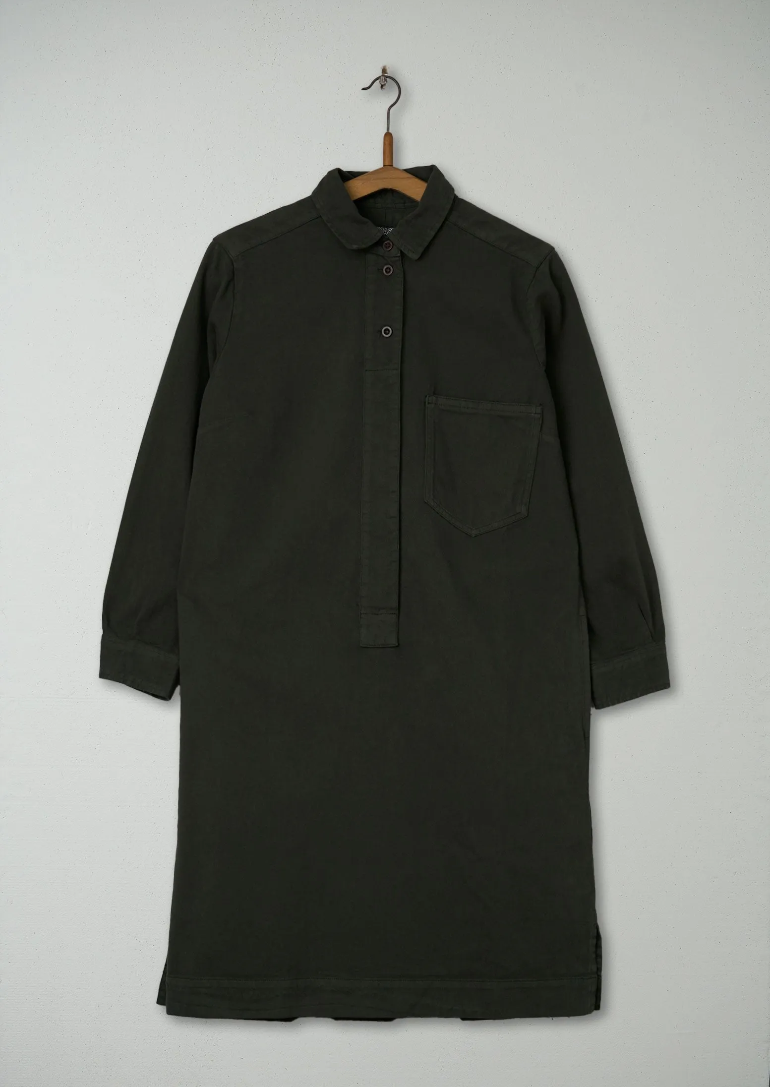 Reworn Cotton Twill Shirt Dress Size 8 (613) | Dark Olive sold by TOAST
