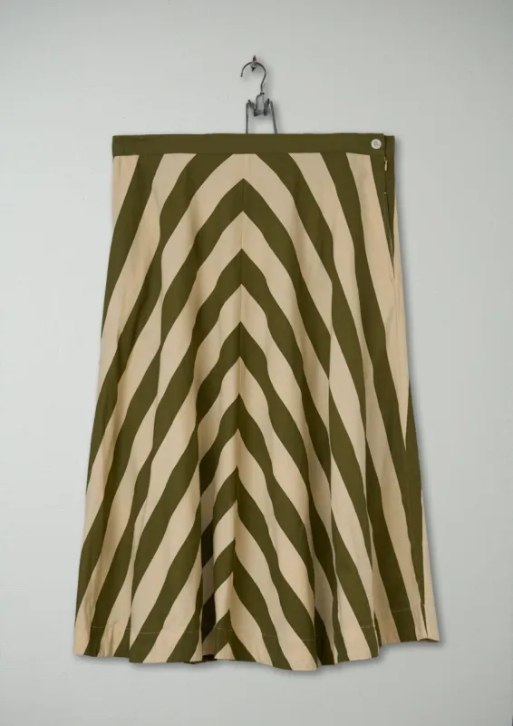 Reworn Wide Stripe Cotton Skirt size 18 (123) | Olive sold by TOAST