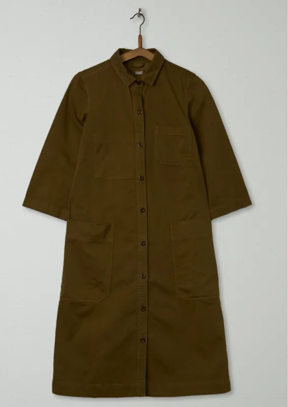 Reworn Cotton Sateen Shirt Dress Size 6 (633) | Dull Gold sold by TOAST